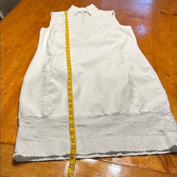 Etcetera White Sleeveless Textured Neckline & Hem Sheath Dress Summer Classy - Picture 5 of 11